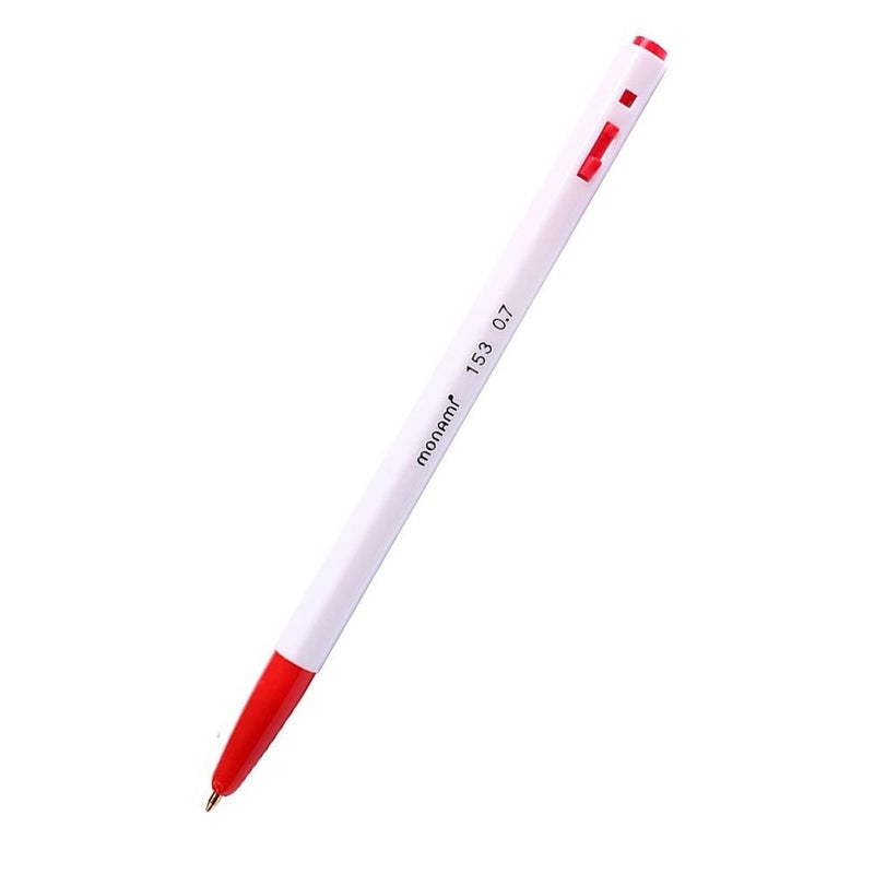 Monami 153 Ballpoint Pen 0.7mm Dozen Box (Black, Blue, Red Ink Assorted Color 12 Pens) - Image 4